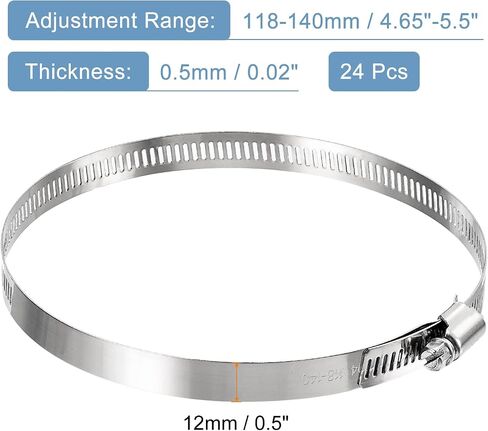 uxcell 24 Pcs Hose Clamps, Stainless Steel 3/4"- 1-1/8"(19-29mm) Adjustable Worm Gear Drive Hose Clamps Pipe Clamp for Plumbing Dishwasher Automotive Washing Machine, Silver in Saudi Arabia