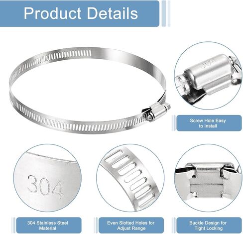 uxcell 24 Pcs Hose Clamps, Stainless Steel 3/4"- 1-1/8"(19-29mm) Adjustable Worm Gear Drive Hose Clamps Pipe Clamp for Plumbing Dishwasher Automotive Washing Machine, Silver in Saudi Arabia