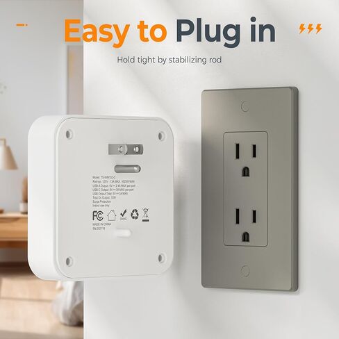 TESSAN Multi Plug Outlet Extender, Surge Protector Outlet 3 USB (1 USB C) | Wall Charger, Multiple Outlet Wall Plug, USB Outlet Splitter for Home, Bathroom, Office, Dorm Room Essentials, Gray in Kuwait