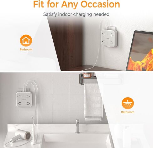 Multi Pluct Outlet Extender ، Tessan Surge Protector Splitter مع 3 USB (1 USB C Port) شاحن الحائط ، موسعات متعددة للسفر ، المنزل ، غرفة النوم الكلية in Saudi Arabia