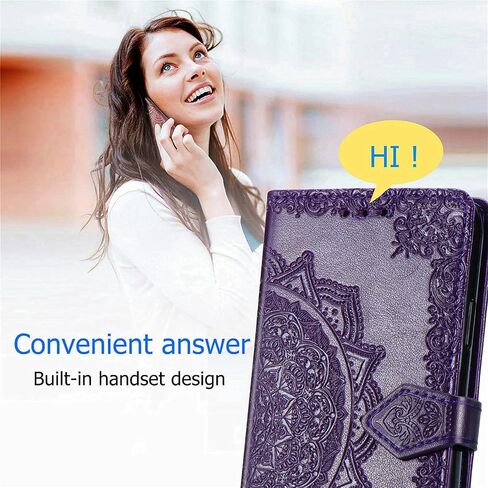 for Motorola Moto G Power 5G 2025 Phone Case Wallet,Women Men Mandala Flowers Embossed PU Leather Kickstand Card Holder Slots Wrist Strap Magnetic Flip Cover Purse for Moto G Power 2025 Purple in Kuwait