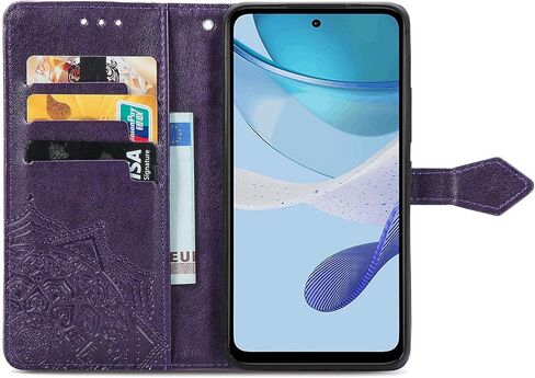 for Motorola Moto G Power 5G 2025 Phone Case Wallet,Women Men Mandala Flowers Embossed PU Leather Kickstand Card Holder Slots Wrist Strap Magnetic Flip Cover Purse for Moto G Power 2025 Purple in Kuwait
