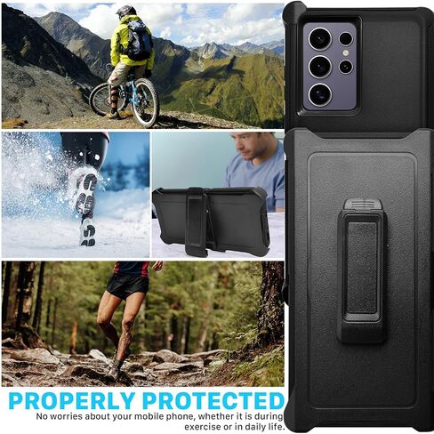 Galaxy S24 Ultra Case (6.8"), Heavy Duty Military Grade Full Body Protective Case Shockproof/Drop/Dust Proof 3-Layer Protective Durable Cover for Samsung Galaxy S24 Ultra 2024 Release Blue in Kuwait