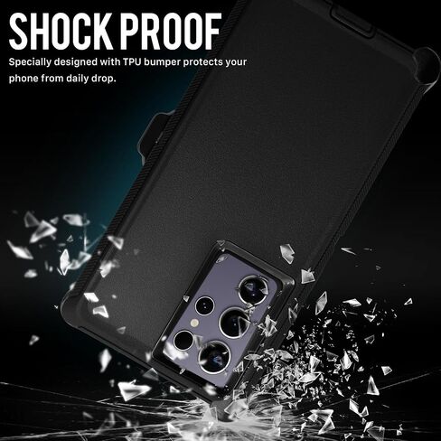 Galaxy S24 Ultra Case (6.8"), Heavy Duty Military Grade Full Body Protective Case Shockproof/Drop/Dust Proof 3-Layer Protective Durable Cover for Samsung Galaxy S24 Ultra 2024 Release Blue in Kuwait
