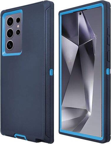 Galaxy S24 Ultra Case (6.8"), Heavy Duty Military Grade Full Body Protective Case Shockproof/Drop/Dust Proof 3-Layer Protective Durable Cover for Samsung Galaxy S24 Ultra 2024 Release Blue in Kuwait