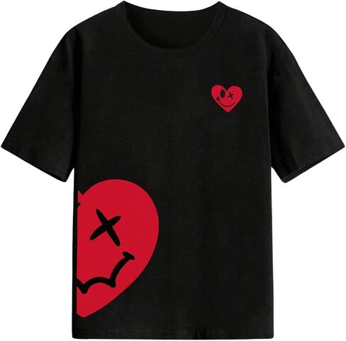 SweatyRocks Boy's Heart Graphic T Shirts Crewneck Short Sleeve Casual Tee Tops in Saudi Arabia