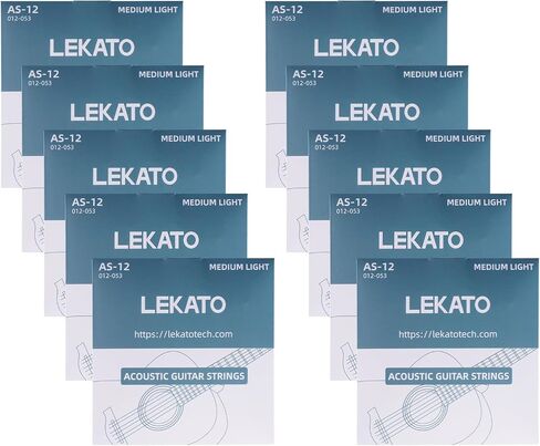 LEKATO Acoustic Guitar Strings Phosphor Bronze Coated Acoustic Guitar Strings with Ball End 10 Set of 6 Hex Steel String(11-52) in Kuwait