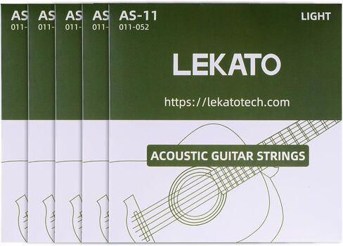 LEKATO Acoustic Guitar Strings Phosphor Bronze Coated Acoustic Guitar Strings with Ball End 10 Set of 6 Hex Steel String(11-52) in Kuwait