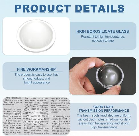 PATIKIL Diameter 50mm Flat Convex Lens, 2 Pcs Height 22mm High Borosilicate Glass LED Optical Convex Condenser Lens with Edge for Flashlight Car Bike Head Lamp Spotlight, Clear 3mm in Saudi Arabia