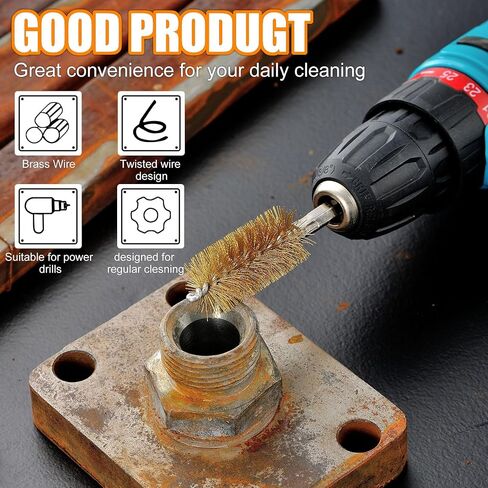 MAXMAN Stainless Steel Bore Brush, 8pcs Wire Brush for Drill, Durable Metal Bristles Twisted, 8 Size Set Multiple Diameter Options, 1/4 Inch Hex Shank, for Power Drill Impact Driver & Tube Cleaning in Kuwait