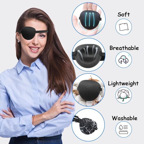 RIKEYO 6PCS Eye Patch, Adjustable Soft Eye Patches for Adults and Kids,Medical Eyepatch,Amblyopia Lazy Eye Patches for Left or Right Eyes, 6 Colors in Kuwait