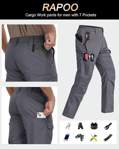 Mens Cargo Pants Ripstop Water Resistant Breathable Tactical Hiking Pants with 7 Pockets in Kuwait
