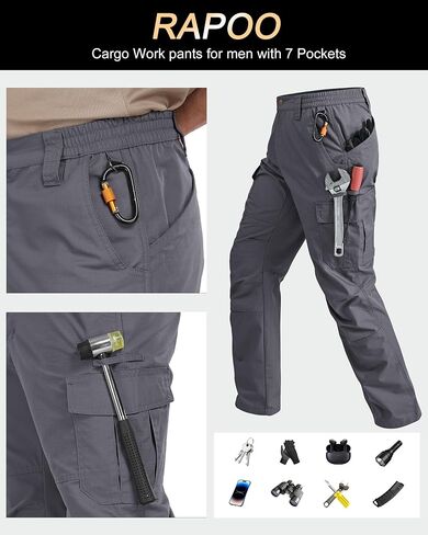 Mens Cargo Pants Ripstop Water Resistant Breathable Tactical Hiking Pants with 7 Pockets in Kuwait
