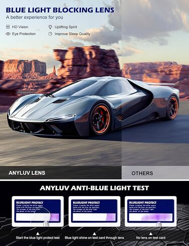 نظارات ANYLUV لحجب الضوء الأزرق للرجال نظارات ألعاب الكمبيوتر إطار معدني مستطيل مضاد لإجهاد العين UV400 عدسات شفافة in Kuwait