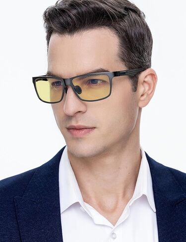 نظارات ANYLUV لحجب الضوء الأزرق للرجال نظارات ألعاب الكمبيوتر إطار معدني مستطيل مضاد لإجهاد العين UV400 عدسات شفافة in Kuwait