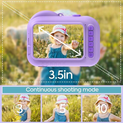 Kids Camera Instant Print 3.5 Inch, Instant Print Camera for Kids Print Photos, Toddler Kids Instant Print Digital Camera, 4 5 6 7 8 9 10 11 12 Year Old Girls Birthday Gift, Boy Girl Toys Age 3-12 in Saudi Arabia