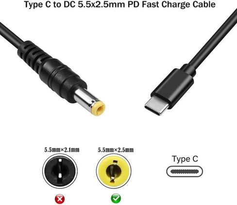 5.5 x 1.7 mm USB C to DC Connector, 19V DC Adapter Made for Acer Laptop Series in Kuwait