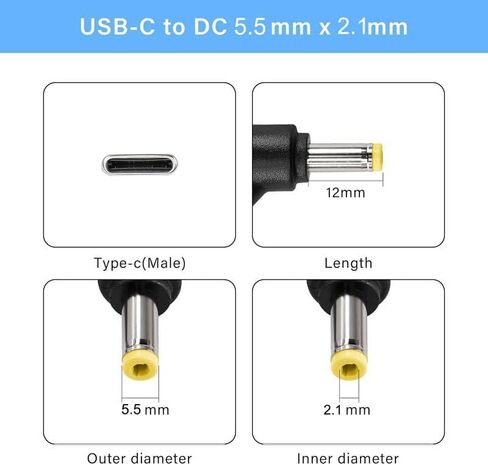 5.5 x 1.7 mm USB C to DC Connector, 19V DC Adapter Made for Acer Laptop Series in Kuwait