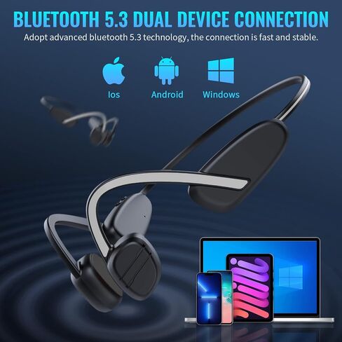 سماعات توصيل العظام بوتوث 5.3 سماعات أذن مفتوحة IPX6 مقاومة للماء 8 ساعات من سماعات الأذن اللاسلكية اللاسلكية مع ميكروفون للركض وركوب الدراجات واللياقة (Blackgrey) in Kuwait