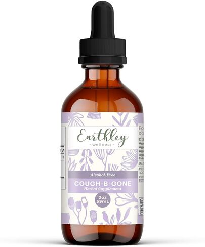 Earthley Wellness، السعال-B-Gone، تركيبة عشبية طبيعية، علاج البرد والسعال، يزيل المخاط الزائد، يهدئ التهاب الحلق، يعزز صحة الرئة، ويزيل السموم، السعال يختفي (2 أونصة، للأطفال) in Kuwait