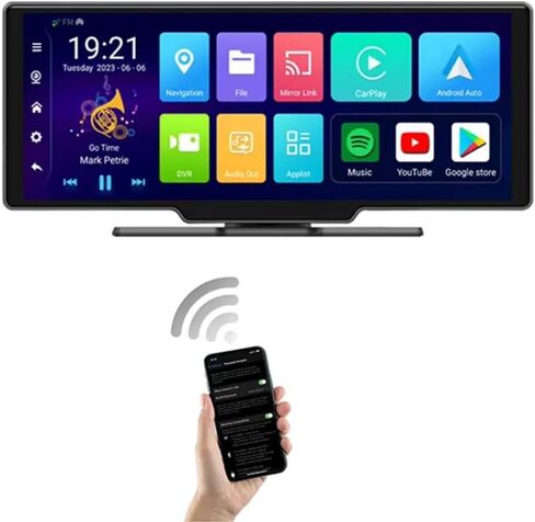 شاشة لاسلكية محمولة 11.26 بوصة FHD للسيارة Apple Carplay 4K Dash Cam ، شاشة Android Auto مع كاميرا اندفاعة ، كاميرا احتياطية in Saudi Arabia