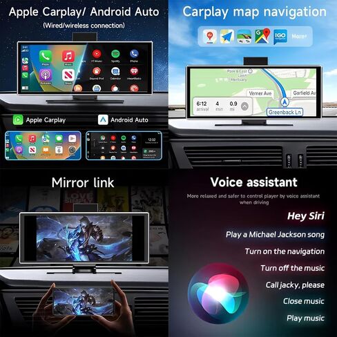 شاشة لاسلكية محمولة 11.26 بوصة FHD للسيارة Apple Carplay 4K Dash Cam ، شاشة Android Auto مع كاميرا اندفاعة ، كاميرا احتياطية in Saudi Arabia