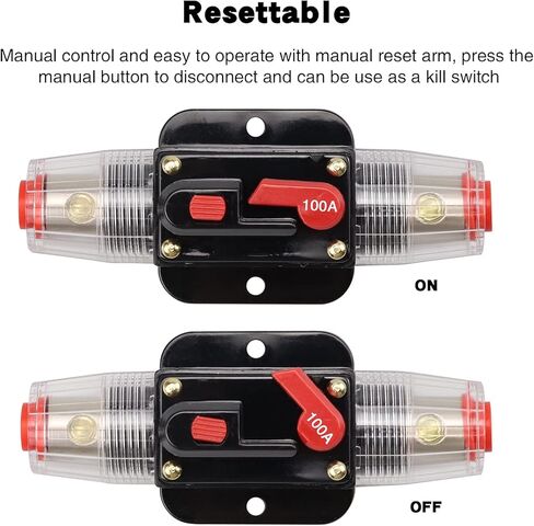15 Amps Fuse Holders 15-150A Inline Circuit Breaker Manual Reset Fuses 12V-24V DC for Automotive Marine Boat Audio Solar System Inverter Amps Overload Protection Set in Kuwait
