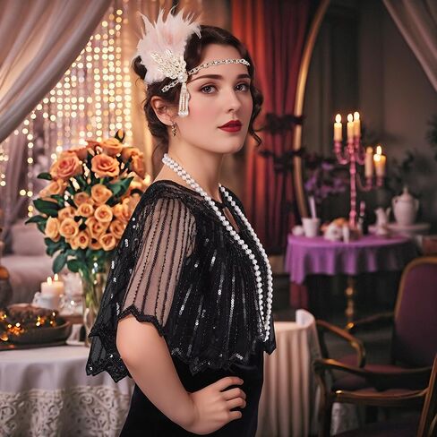 choyaxo Flapper Headband Roaring 20s Headpiece Great Gatsby Headpiece for Women in Kuwait