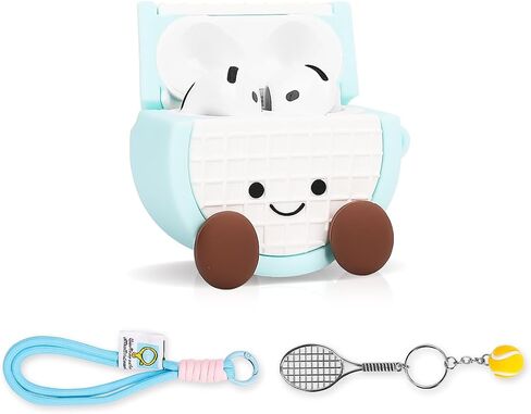متوافق مع Apple Airpods 4 Case Protection Funny Cute Cartoon Cover مع سلسلة مفاتيح [SPORT Series] (مضرب التنس) in Saudi Arabia