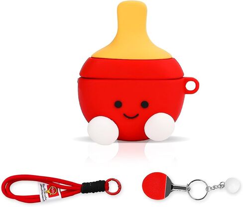 متوافق مع Apple Airpods 4 Case Protection Funny Cute Cartoon Cover مع سلسلة مفاتيح [SPORT Series] (مضرب التنس) in Saudi Arabia