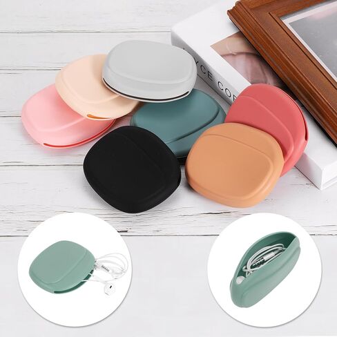 HARFINGTON Earbuds Cases, Wired Earphone Case Holder Organizer, Silicone Ear Buds Case Small for USB Cable, Earphones, Red in Kuwait