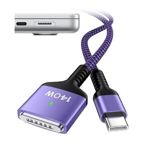 USB C to MagSafe 3 Cable, 140w USB-C to Mag Safe 3 Cable, 6ft (2m) Fast Charging Cord for MacBook Pro 16/14 Inch, MacBook Air 15/13 in, PD3.1 High Power Braided Cord Plug in Apple USBC Power Adapter