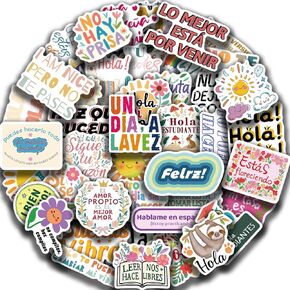 Spanish Motivational Stickers for Students 50Pcs Inspirational Stickers for Adults Teachers Women Affirmation Positive Quotes Stickers for Journal Spanish Class