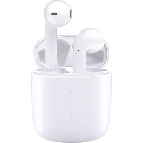 سماعات الأذن اللاسلكية Bluetooth 5.0 سماعات الرأس المدمجة في ميكروفون في براعم الأذن إلغاء 3D Airpods سماعات الأذن الشحن السريع ، IPX8 مقاوم للماء لنظام Android/Samsung/Apple iPhone (أبيض)