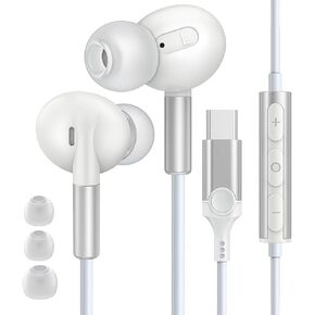 Wired Earbuds USB C Headphones for iPhone 16 15 Pro Max Plus iPad Pro, in-Ear Ear BudsType C Earphones Wired with Mic Volume Control Compatible with Google Pixel 8 7 6A 5