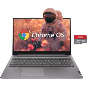 Lenovo 15.6" FHD Chromebook, IdeaPad 3i Laptop, Intel Celeron N4500, 4GB RAM, 128GB Storage(64GB eMMC + 5ave 64GB Flash Memory), Webcam, HDMI, Bluetooth, Chrome OS, Arctic Grey