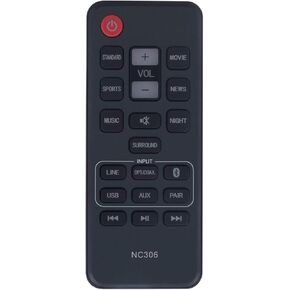 NC306UH NC306 استبدال التحكم عن بُعد مناسب لـ Sanyo Soundbar FWSB415E-A SOUND SYSTEM