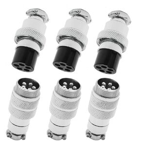 5P Aviation Plug Connector GX20-5P Metal Male Female Wire Panel Power Connector Aviation Plug Silve 3 Sets
