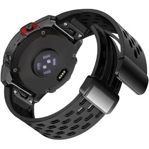 Quick Fit 22mm Band for Garmin Fenix 7 Pro /6 Pro/5 Plus, Fold-over Magnetic Closure Silicone Watchband Strap for Fenix 7 6 5/ Epix Pro 47mm/Approach S70 47mm/Epix Gen 2/Forerunner 965 955 945