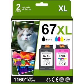 67XL 67 حبر خراطيش حبر سوداء/ملون حزمة الحبر 67 67 XL لـ Deskjet 2732 2752 2725 2755E 4155E 4158E ENVY 6055 6075 6452 6458 6475 6455E 605E 605E 665E PRINTER