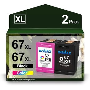 67XL Ink Cartridges Black and Color Combo Pack Replacement for HP 67 67 XL Ink for Envy 6000 6055 6055e 6400e 6455e 6458e Deskjet 2742e 2752e 2755e Envy Pro 6455 6458 (1 Black,1 Tri-Color)