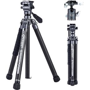 Fotopro Carbon Fiber Travel Tripod Bundle with Video Head and Ball Head