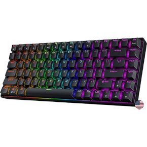 Geeky GK75 75 ٪ | لوحة مفاتيح الألعاب الميكانيكية الساخنة | 84 Keys Multi Color RGB LED Backlit للكمبيوتر الشخصي/Mac Gamer | ANSI US American Layout (الفضة السوداء والسرعة الميكانيكية)