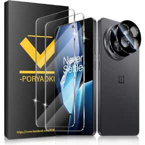 WILLONE 4 Pack For OnePlus 13R Screen Protector, 2 Pack Tempered Glass + 2 Pack Camera Lens Protector, 9H Hardness, Anti-Fingerprint, Fingerprint Unlock, Case Friendly, For OnePlus 13R Tempered Glass