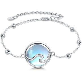 KZX 925 Sterling Silver for Women Turtle/Moon/Starfish Bracelet Adjustable Bracelet Jewelry Gift for Mom Girfriends (7+2 in)
