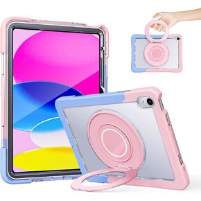 Case for iPad (A16) 11th Generation 11 Inch 2025 iPad 10th Generation 10.9 Inch 2022 360 Rotating Metal Ring Stand Heavy Duty Shockproof Dropproof Case with Built-in Screen Protector,Navy Blue