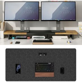 Large Felt Desk Pad & Dual Monitor Stand Riser