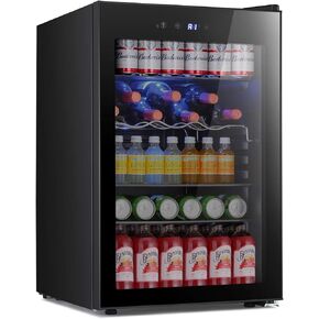 Antarctic Star Beverage Refrigerator -120 Can Mini Fridge for Soda Beer or Wine,Small Drink Dispenser, For Office or Bar with Adjustable Removable Shelves，Convertible Door ，3.2 Cu.Ft