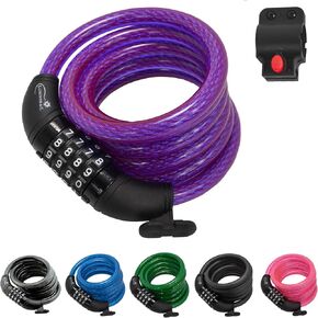 Lumintrail Combination Bike Lock Cable - 6 Feet Bike Locks 2 Pack Heavy Duty Anti Theft with Combinations - Bike Cable Lock Combination with Mounting Brackett (2 Pack, Black) in Saudi Arabia