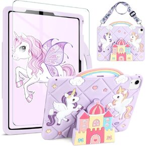 لـ iPad Pro Air 11 inch Case 2024 Purple iPad Air 5th 4th Generation مع حامي الشاشة Air 4th Generation 10.9 بوصة غلاف 2022 مع حزام الكتف Kickstand لـ iPad Pro M4 2024 Case Kids